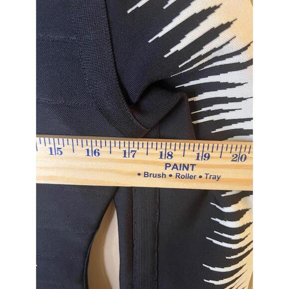 Herve Leger HYD4G309 Black White Bandage Zipper Sleeve Zip Up Sweater Large - Picture 9 of 14